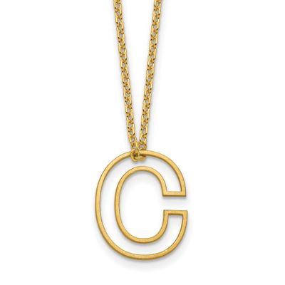 Cut Out Slide Initial C Necklace Sterling Silver Gold-plated XNA1474GP/C