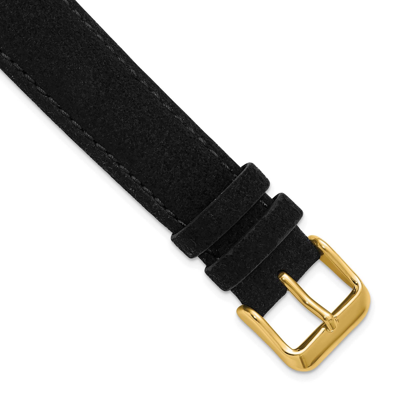 Debeer 24mm Black Vegan Microfiber Stitched with Gold-Tone Buckle and Quick Release Spring Bars 7 I…