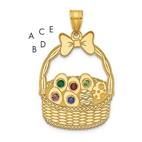 5 Birthstone with Bezel Easter Basket Pendan Sterling Silver Gold-plated QMP1538/5GP