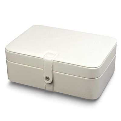 Ivory Leatherette with Mirror Faux Suede Lined with Crystal Snap Closure 48 Section Jewel Case GM10…