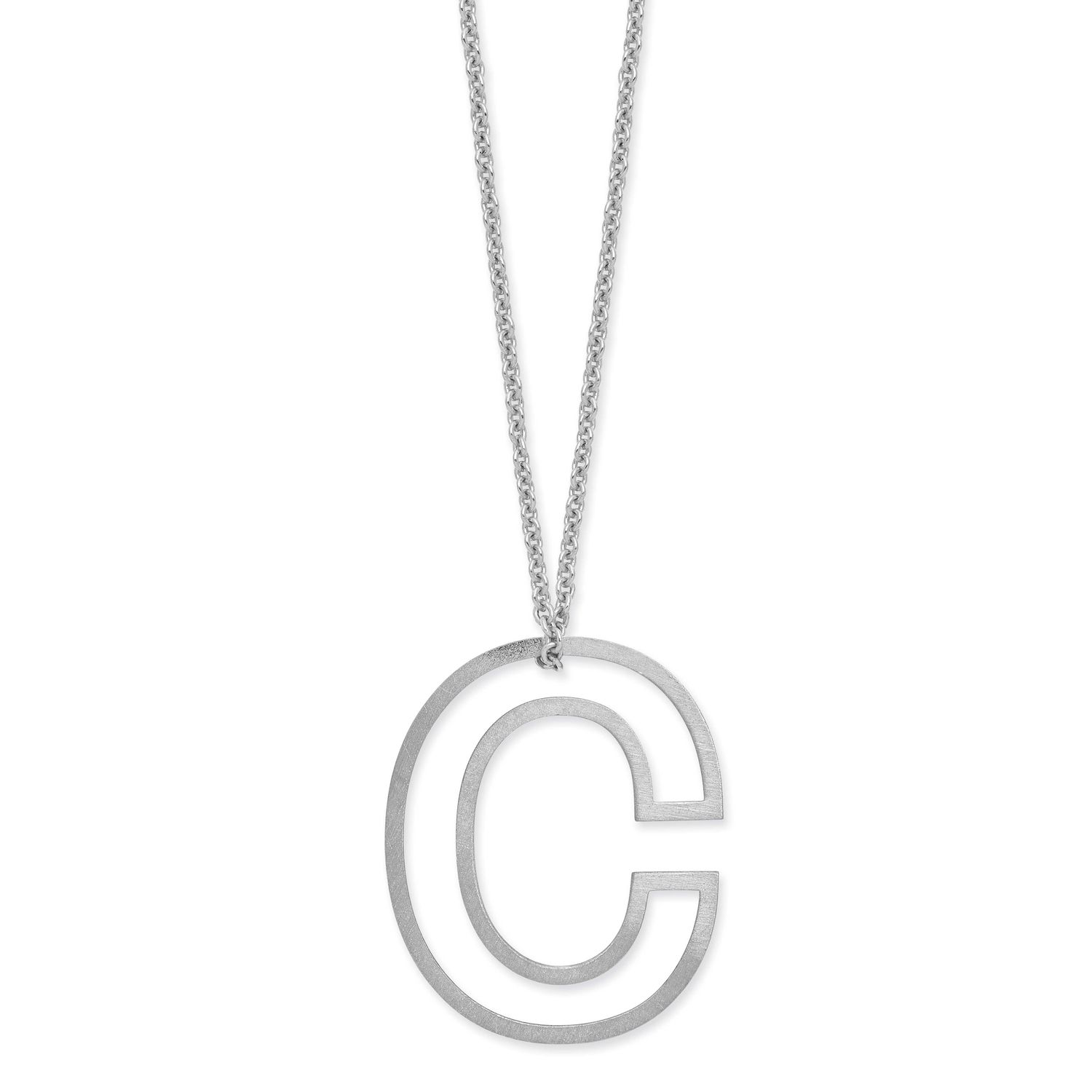 Cut Out Slide Initial C Necklace 14k White Gold XNA1474W/C