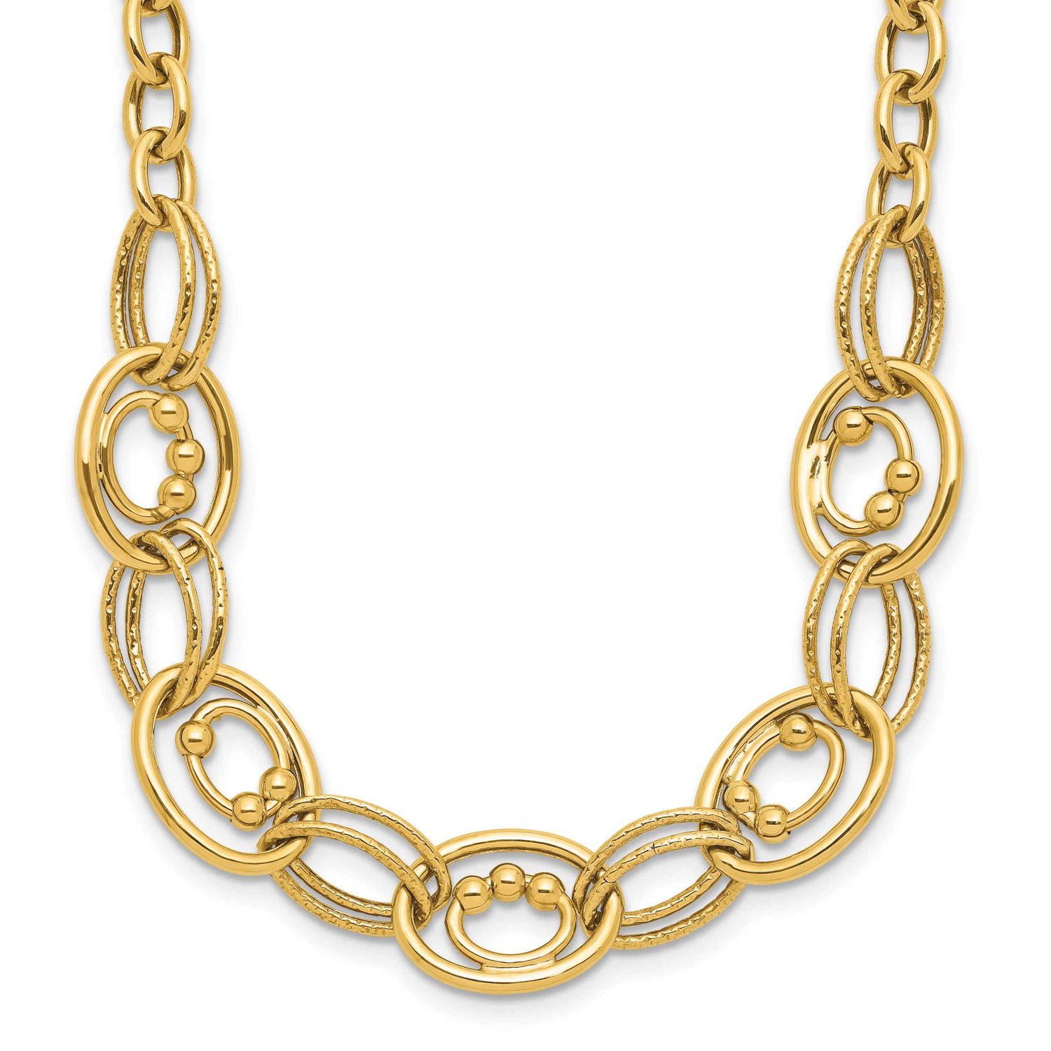 Textured Fancy Link Necklace 10k Gold Polished 10LF644-17 196904332368