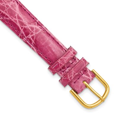 Debeer 16mm Pink Genuine Caiman Leather with Gold-Tone Buckle 7.5 Inch Watch Band 429Y-16