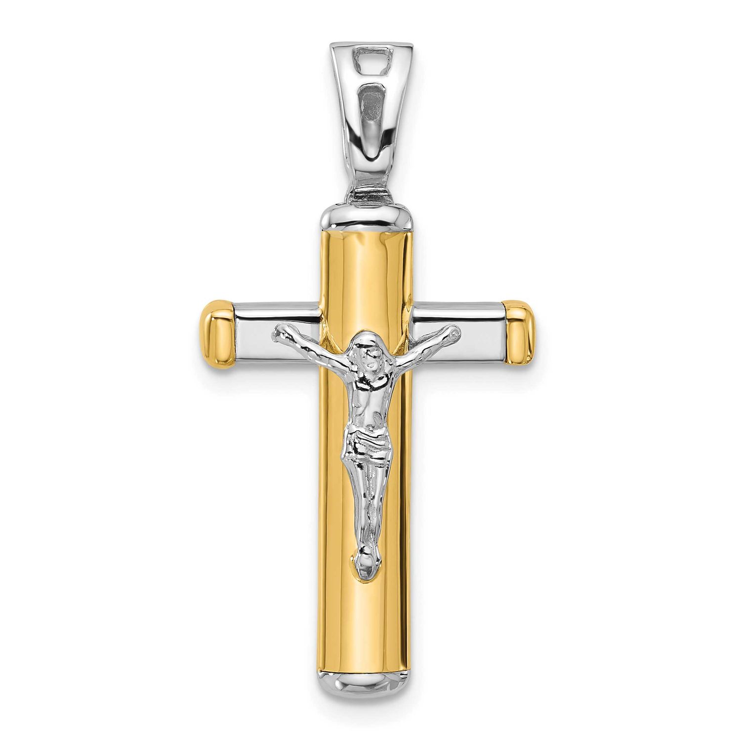 Crucifix Pendant 14k Two-tone Gold Polished LF1827 196904336755
