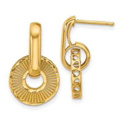 Diamond-Cut Dangle Post Earrings 14k Gold Polished LE2763 196904335864