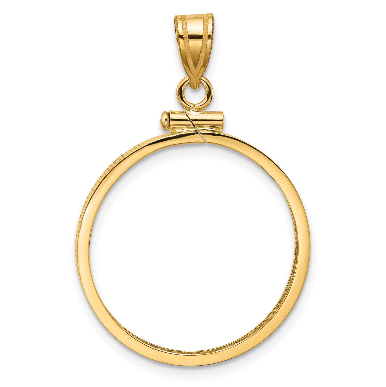22.6mm x 1.9mm Screw Top Coin Bezel Pendant 10k Gold Polished 10C1885/22.6