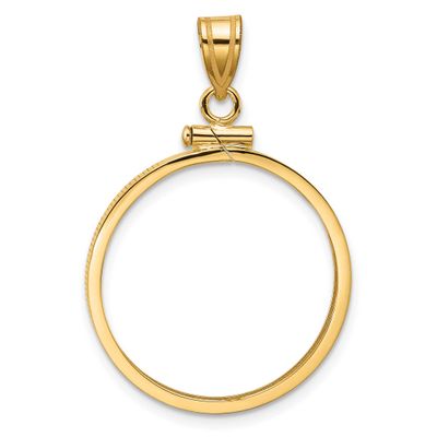22.6mm x 1.9mm Screw Top Coin Bezel Pendant 10k Gold Polished 10C1885/22.6