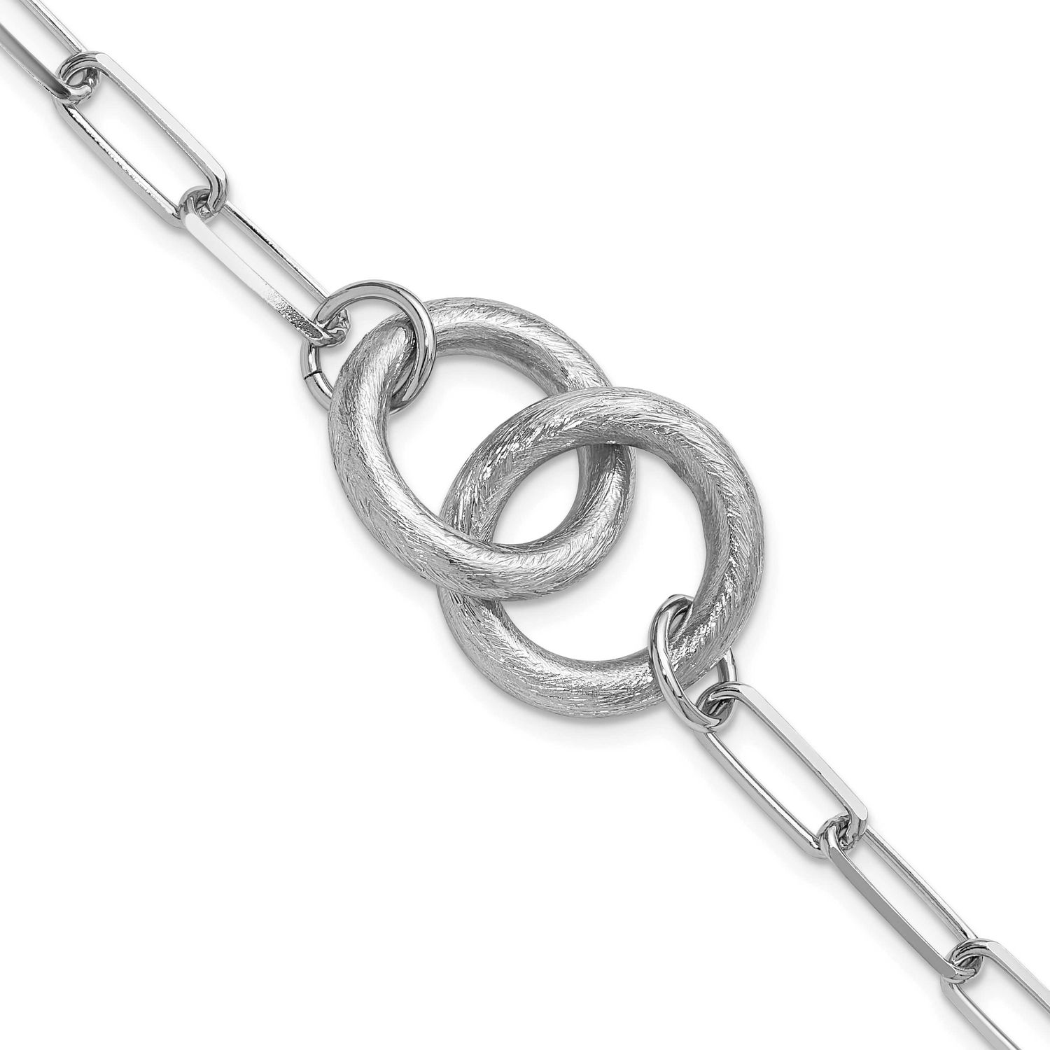 Fancy Link with 1.25 Inch Extender Bracelet Sterling Silver Rhodium-plated QLF1392-7 196904346556