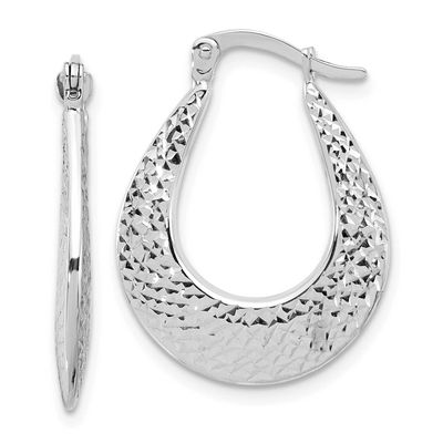 Diamond-Cut Hoop Earrings 14k White Gold Polished LE2579W 196904342916