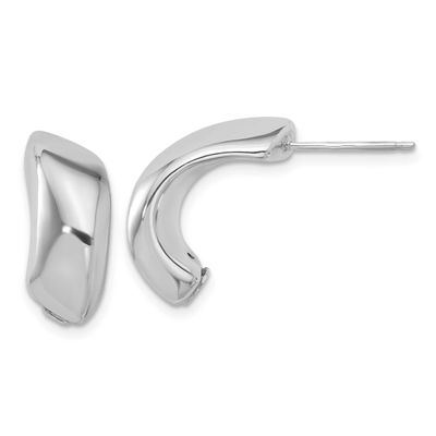 Polished J-Hoop Earrings Sterling Silver Rhodium-plated QLE1474