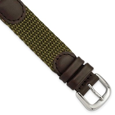 Debeer 16mm Olive Army Style Nylon and Brown Leather with Stainless Steel Buckle and Quick Release …