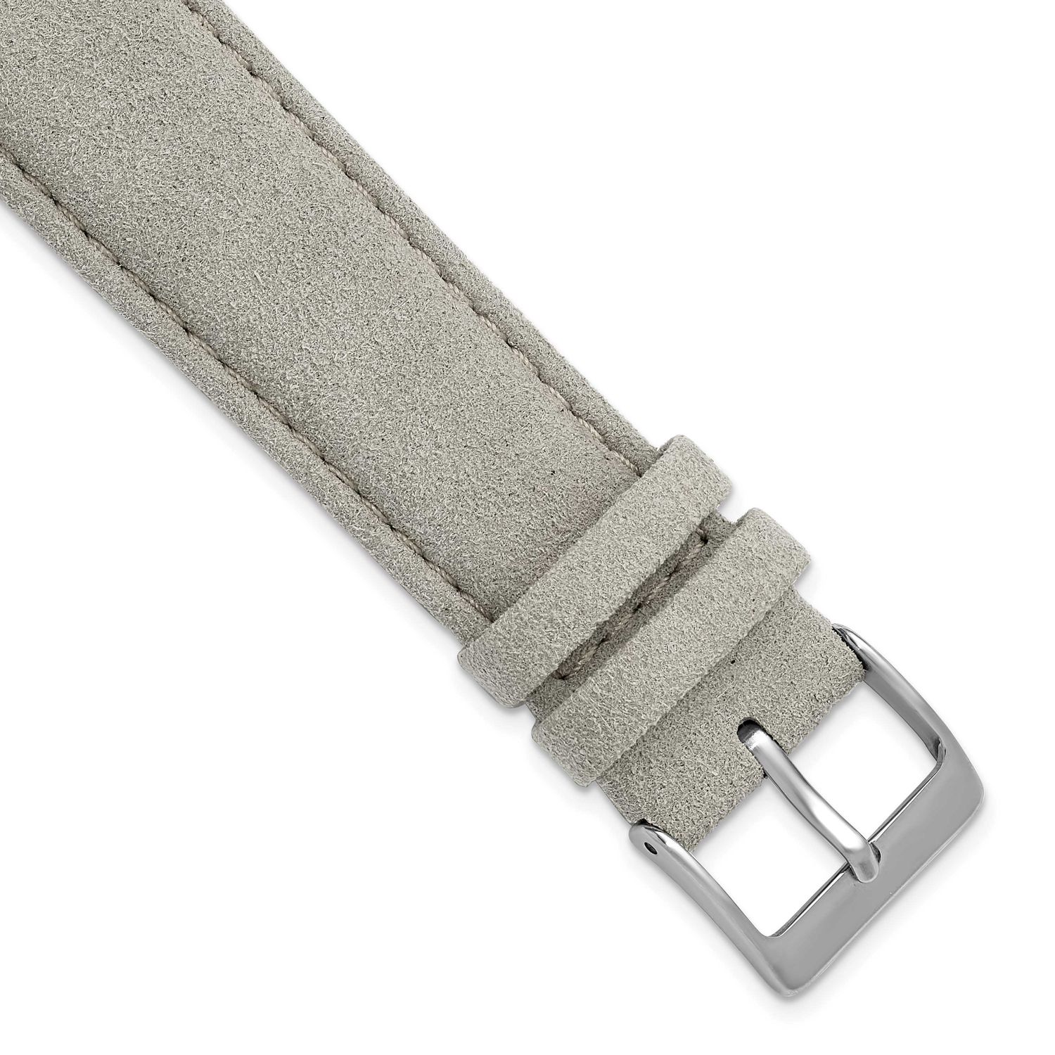 Debeer 22mm Grey Vegan Microfiber Stitched with Silver-Tone Buckle 7 Inch Watch Band BA563-22