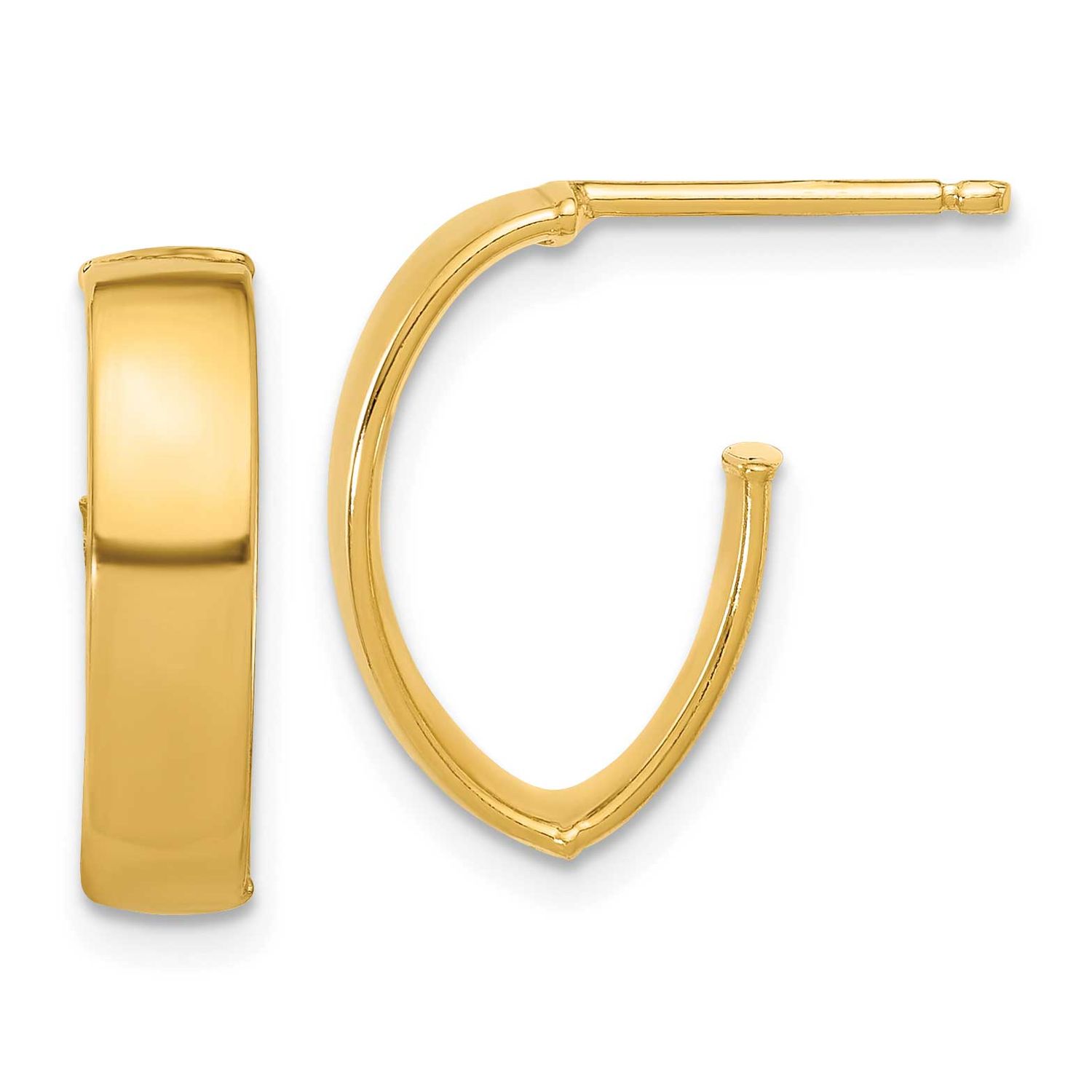 J-Hoop Post Earrings 10k Gold Polished 10LE610 196904344194