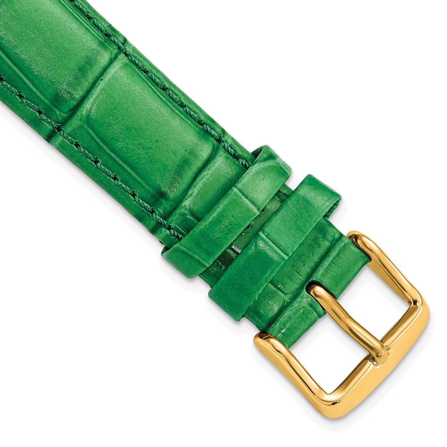 Debeer 18mm Green Crocodile Grain Chronograph Leather with Gold-Tone Buckle 7.5 Inch Watch Band BAY…