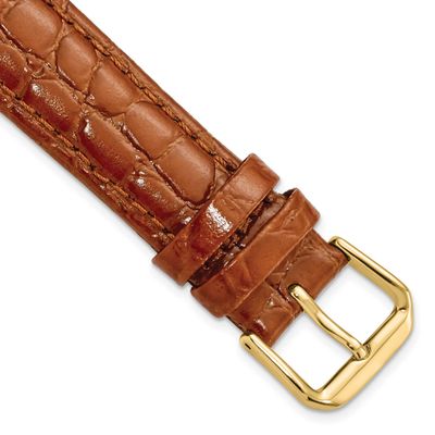 Debeer 18mm Havana Alligator Grain Leather with Gold-Tone Buckle 7.5 Inch Watch Band BA24-18 886774…
