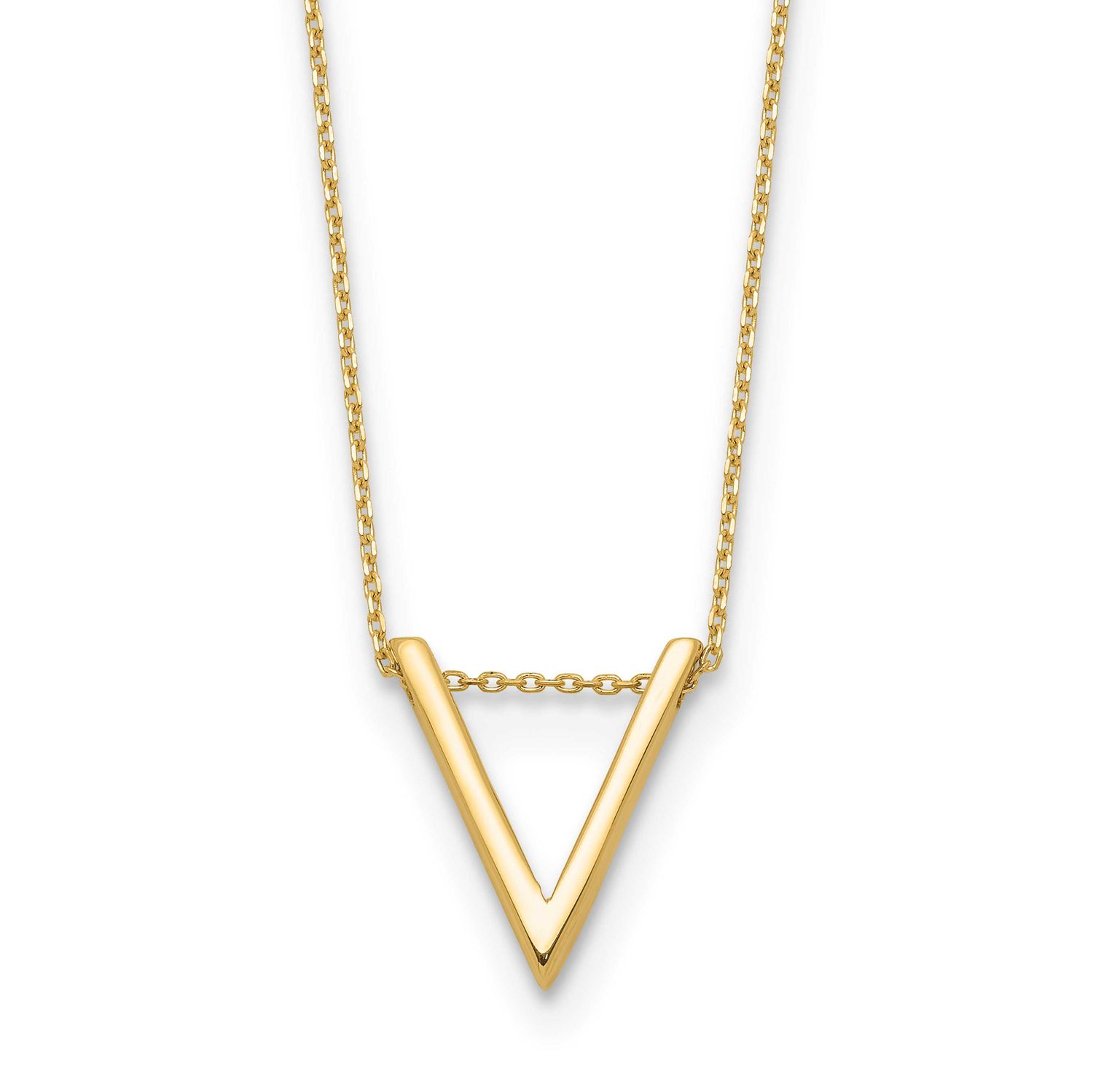 V Necklace 10k Gold Polished 10LF663-17