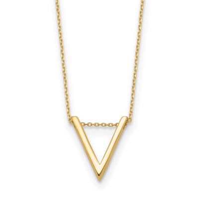 V Necklace 10k Gold Polished 10LF663-17