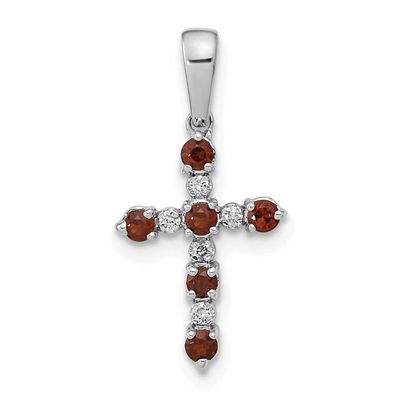Garnet and Diamond Cross Pendant 14k White Gold XP3387WGA/A 886774130798