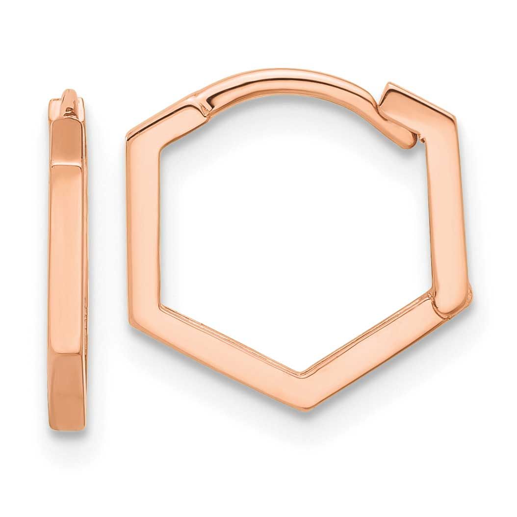Polished Geometric Hoop Earrings 14k Rose Gold LE2404R