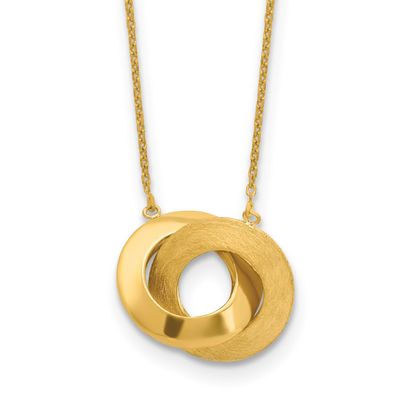 Double Circle 16 Inch with 2 Inch Extender Necklace 14k Gold Polished and Brushed LF1829-16 1969042…