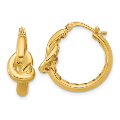 Hollow Knot Round Hoop Earrings 14k Gold Polished LE2771 196904316627
