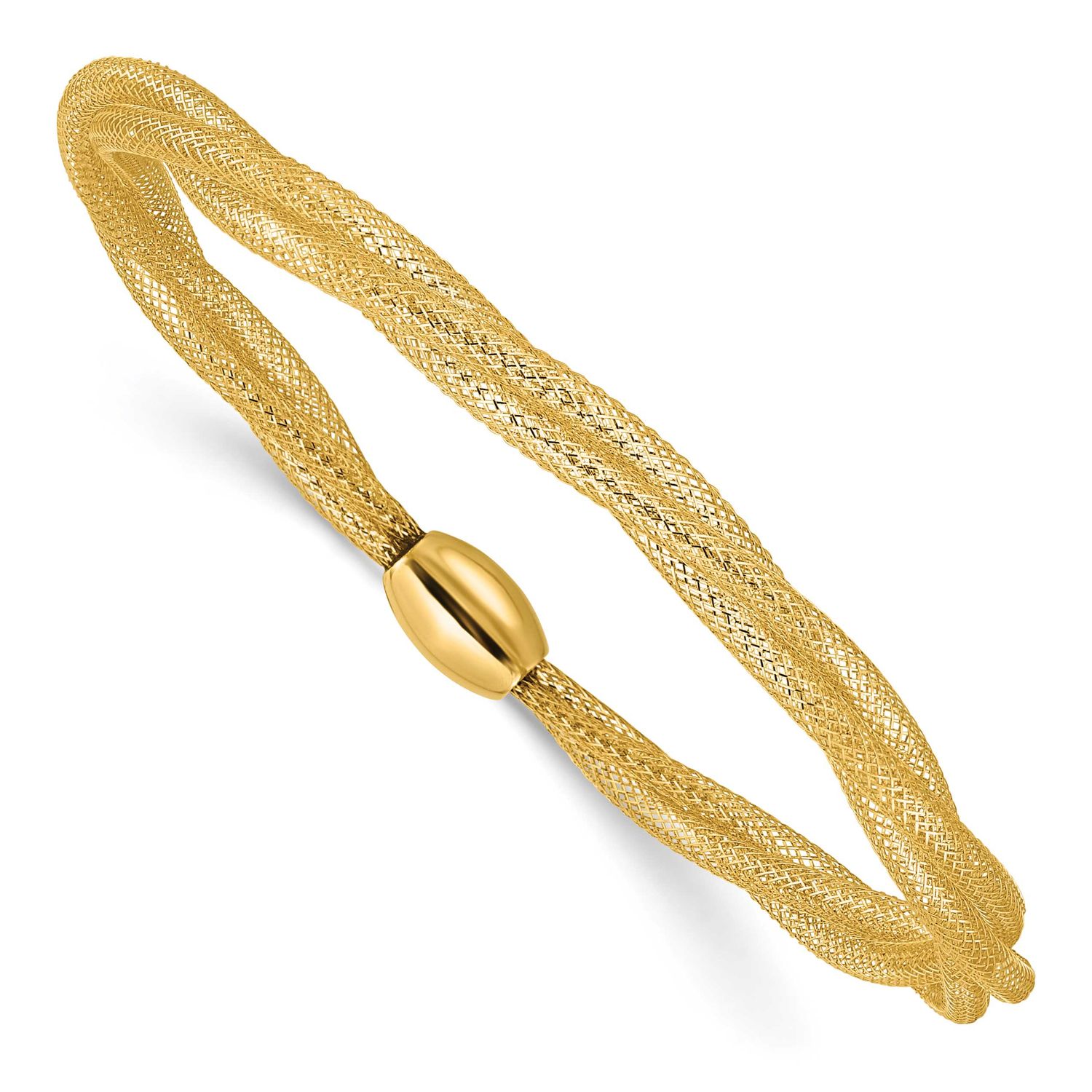 Mesh Twist Slip-On Stretch Bracelet 14k Gold LF1818 196904171219