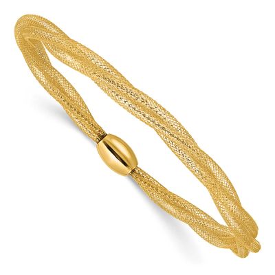 Mesh Twist Slip-On Stretch Bracelet 14k Gold LF1818 196904171219