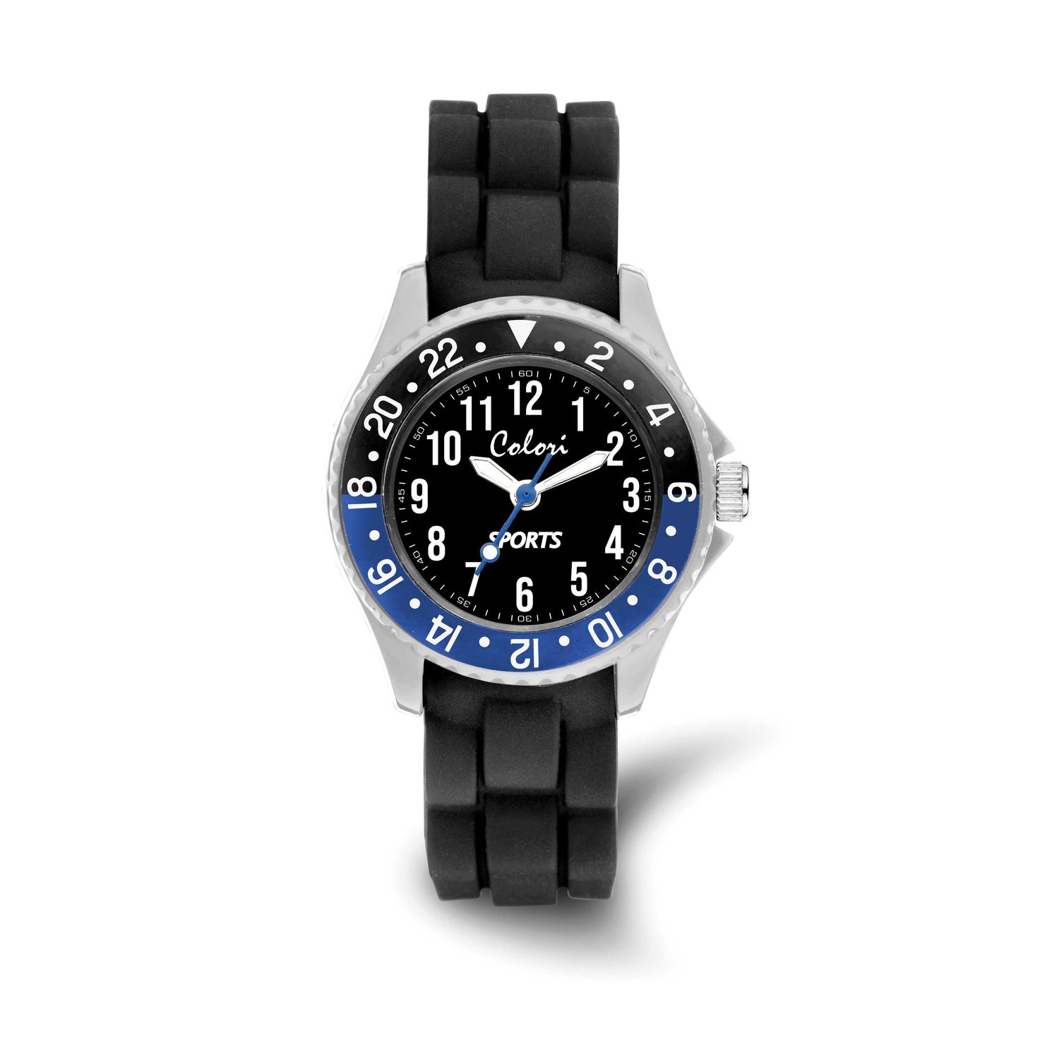 Colori Kids 30mm Sports Dial with Blue and Black Bezel and Black Silicone Band Watch XWA6611