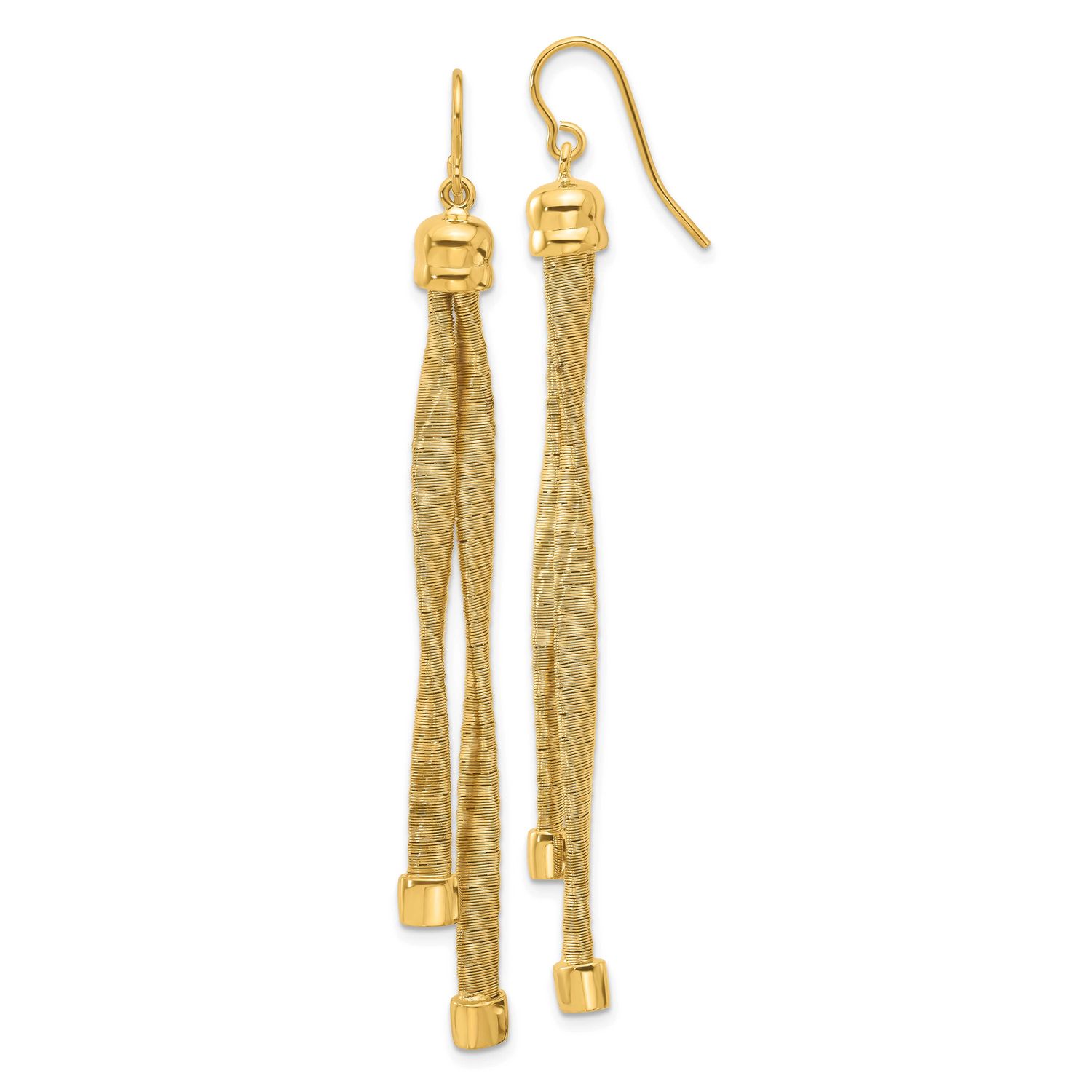 Twist Texture Wrapped 2-Strand Earrings Sterling Silver Gold-plated QLE1462Y 196904346853