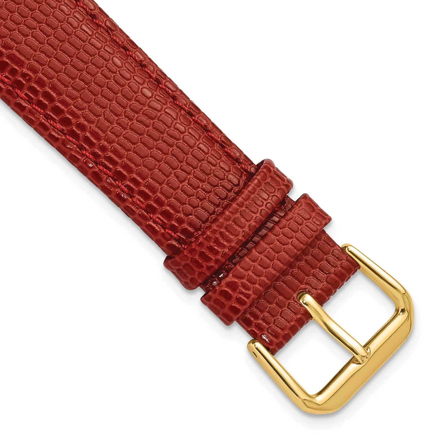 Debeer 20mm Red Lizard Grain Leather with Gold-Tone Buckle 7.5 Inch Watch Band 28Y-20 196904354308