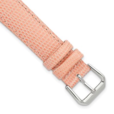 Debeer 16mm Pink Lizard Grain Leather with Silver-Tone Buckle 7.5 Inch Watch Band 29-16 196904354278