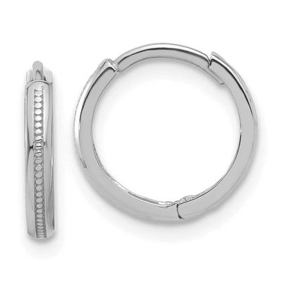 Textured Huggie Hoop Earrings 14k White Gold Polished LE2401W