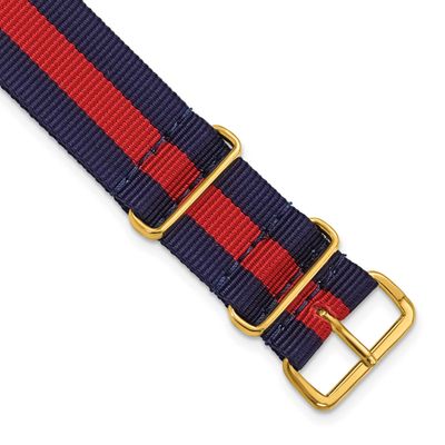 Debeer 20mm One-Piece Navy with Red Stripe Military Ballistic G10 Nylon with Gold-Tone Buckle 10.75…