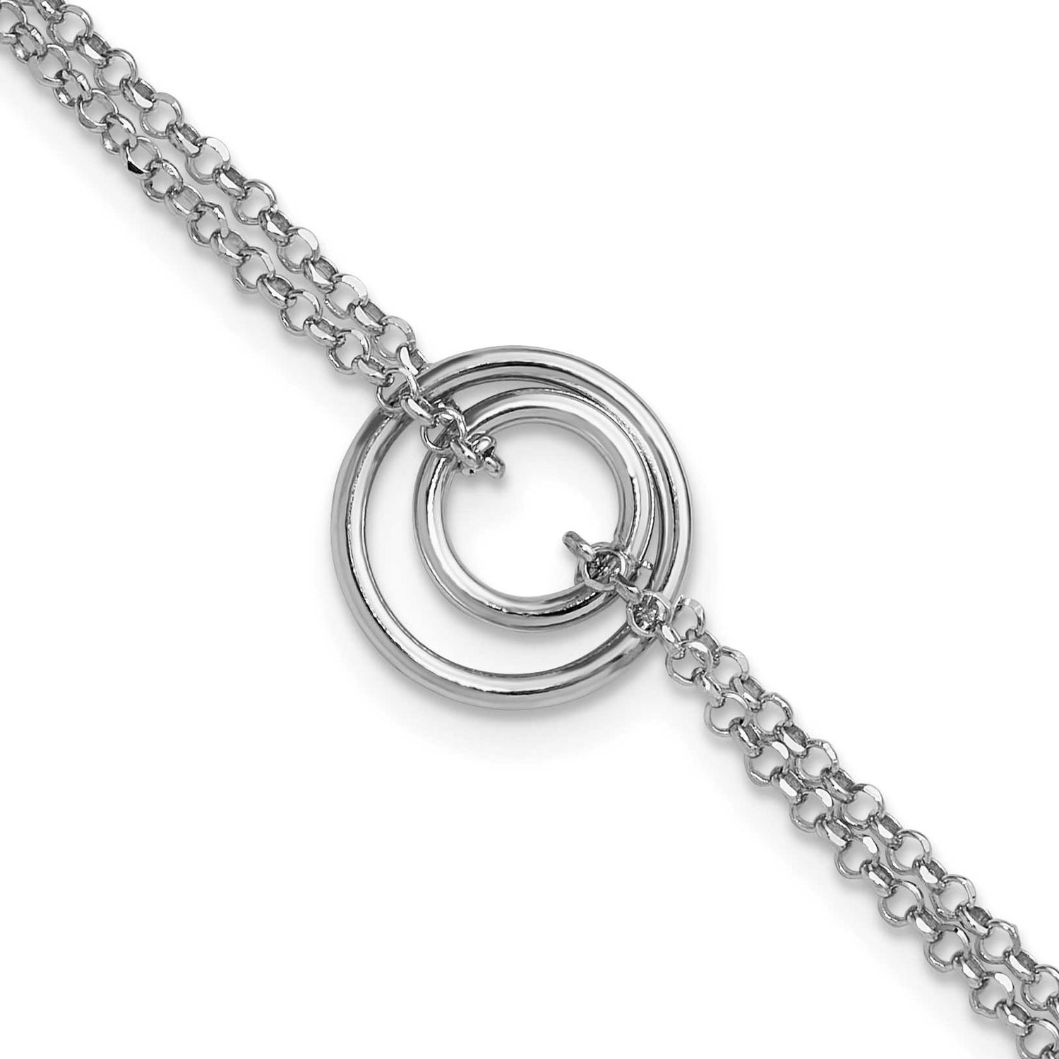 Polished 2-Strand Circle with 1.5 Inch Extender Bracel Sterling Silver Rhodium-plated QLF1368-7