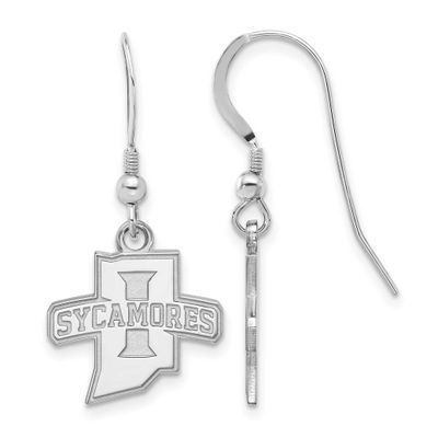 Indiana State University Sycamores Small Dangle Wire Earrings Sterling Silver Rhodium-plated SS003I…