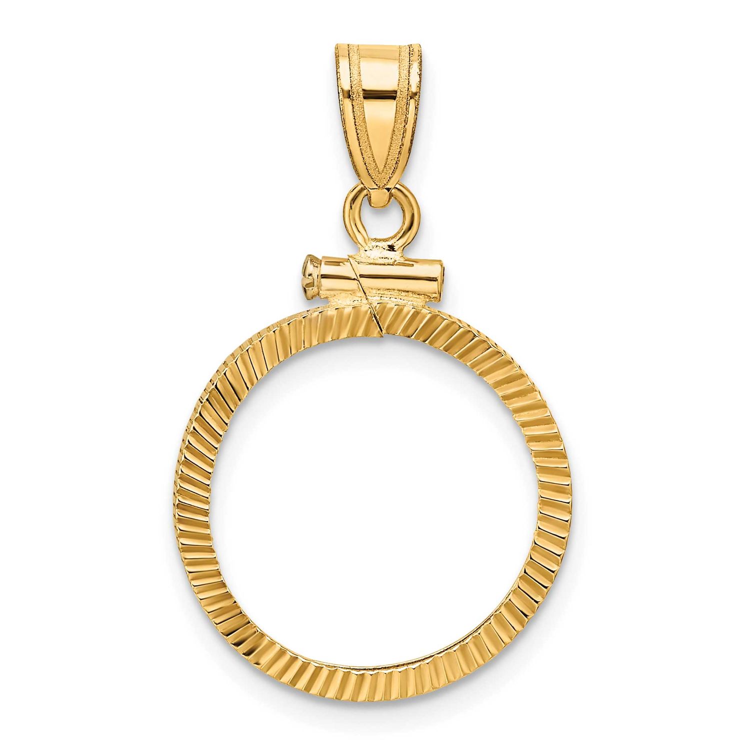 Diamond-Cut 16.5mm x 1.35mm Screw Top Coin Bezel Pendant 10k Gold Polished 10C1885D/16.5