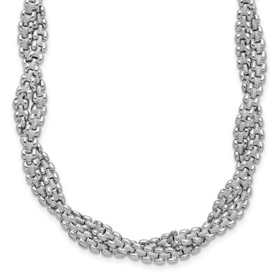 Polish/Texture Braided with 2 Inch Extender Necklace Sterling Silver Rhodium-plated QLF1429-16 1969…