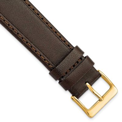 Debeer 20mm Dark Brown Genuine Calf Leather with Gold-Tone Buckle 7.5 Inch Watch Band BAY359-20 196…