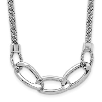 Polished Multi-Strand with 2 Inch Extender Necklace Sterling Silver Rhodium-plated QLF1365-16 19690…