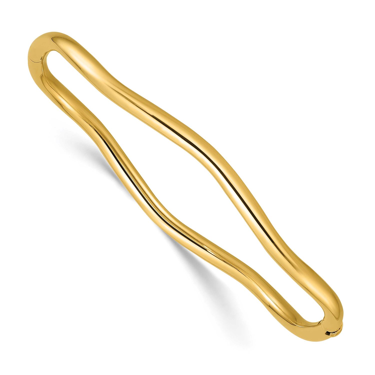 Fancy Wavy Hinged Bangle 14k Gold Polished LF2257 196904315705