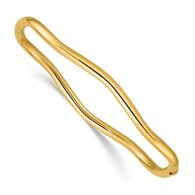 Fancy Wavy Hinged Bangle 14k Gold Polished LF2257 196904315705
