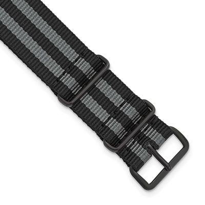Debeer 22mm One-Piece Black and Grey Striped Military Ballistic G10 Nylon with Black Pvd-Plated Buc…