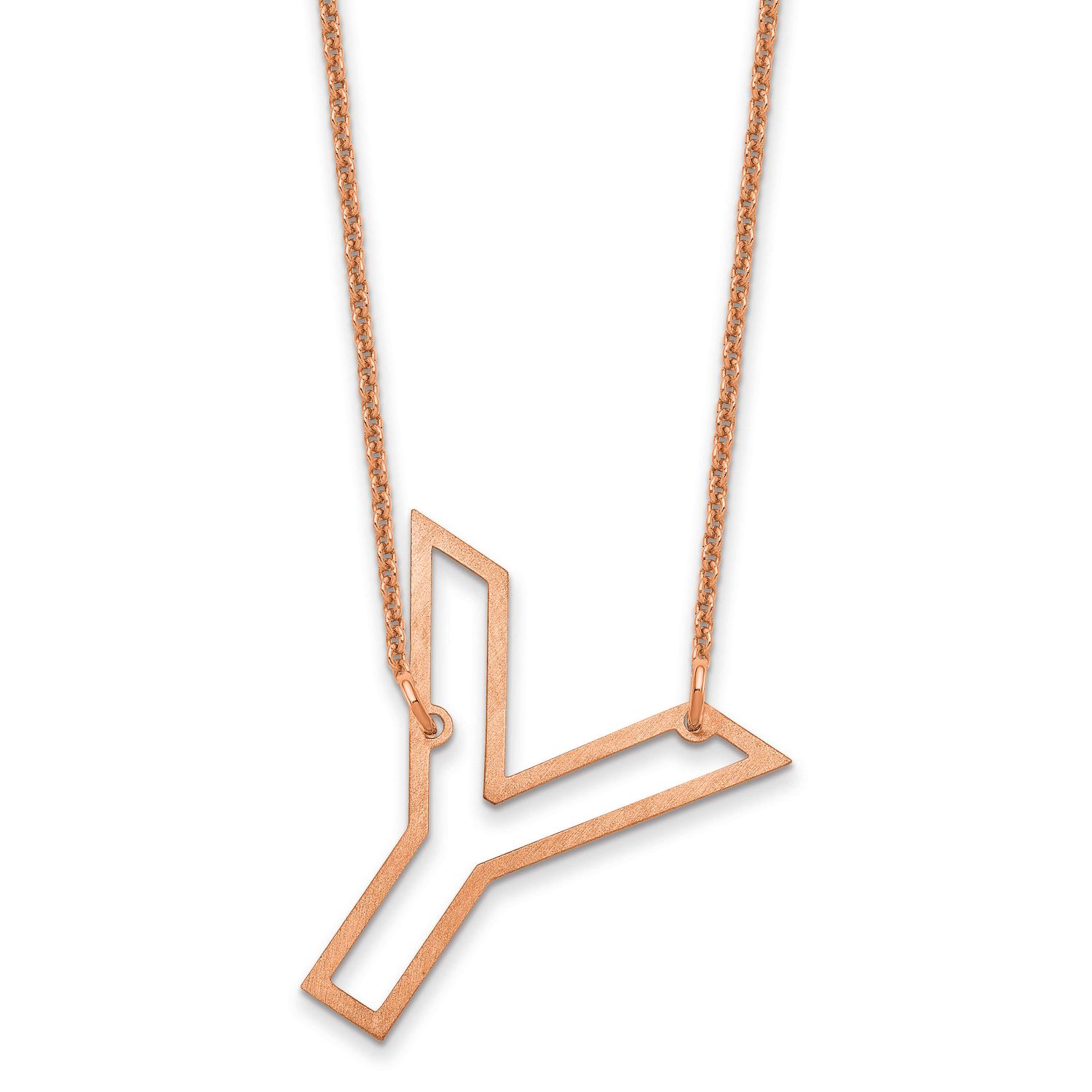 Sideways Cut Out Initial Y Necklace 14k Rose Gold XNA1473R/Y