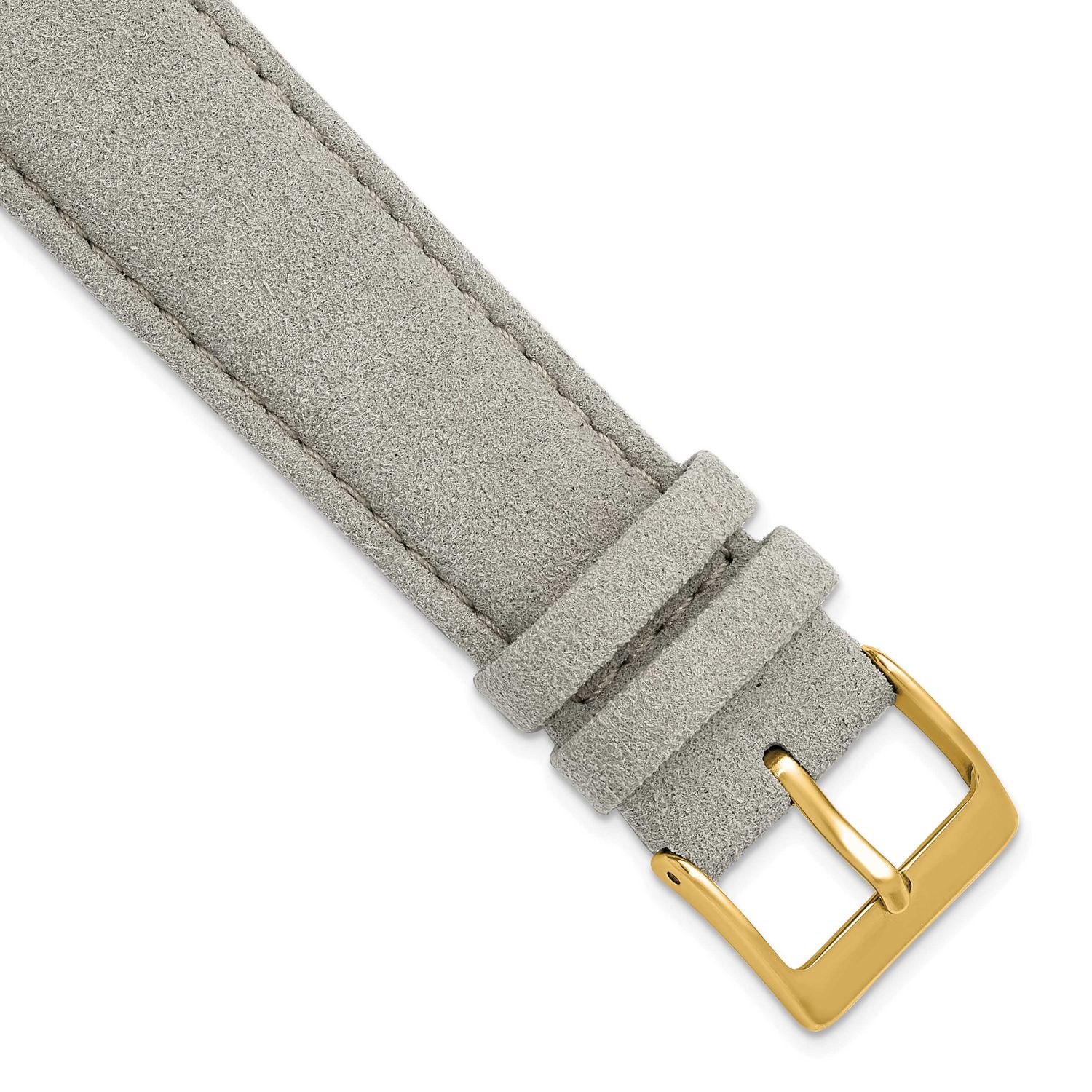Debeer 14mm Grey Vegan Microfiber Stitched with Gold-Tone Buckle 6.75 Inch Watch Band BAY563-14