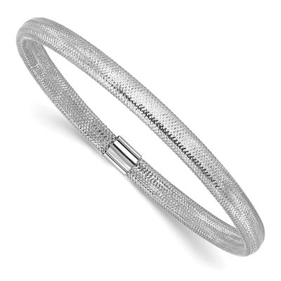 White Rhodium Plating Polished Stretch Bracelet 14k Gold LF1679W