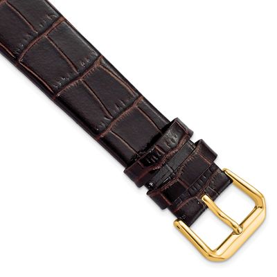 Debeer 18mm Dark Brown Flat Alligator Grain Leather with Gold-Tone Buckle 7.5 Inch Watch Band BAY36…