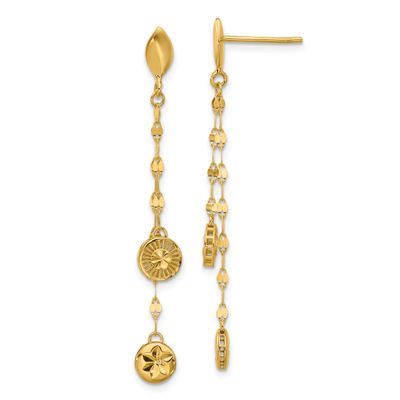Diamond-Cut Disc Dangle Post Earrings 14k Gold Polished LE2760 196904341766