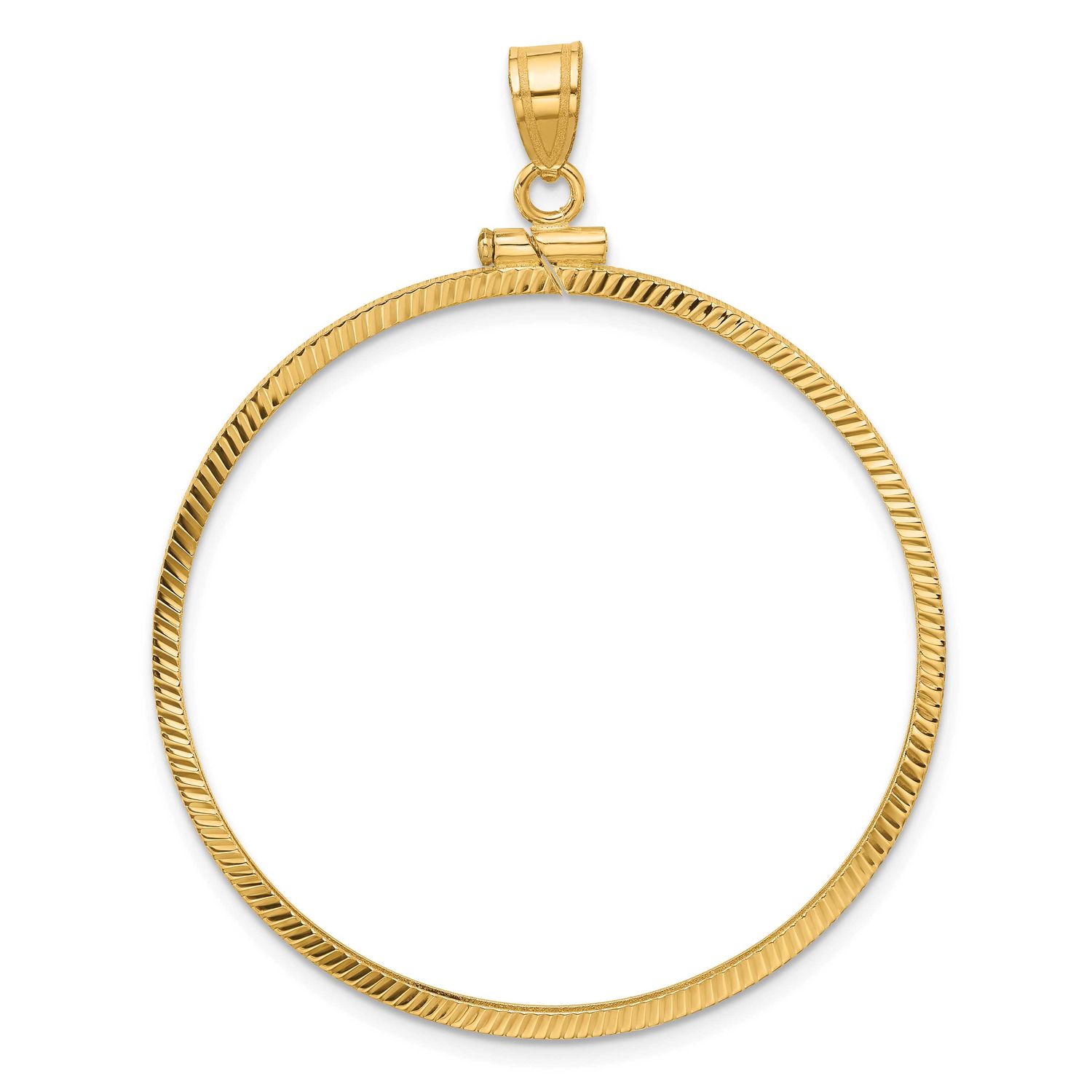 Diamond-Cut 39.5mm x 1.1mm Screw Top Coin Bezel Pendant 10k Gold Polished 10C1885D/39.5