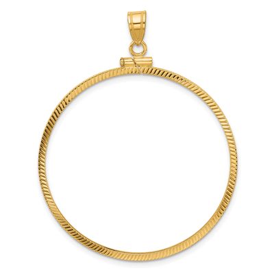 Diamond-Cut 39.5mm x 1.1mm Screw Top Coin Bezel Pendant 10k Gold Polished 10C1885D/39.5