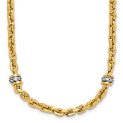 CZ Polished Fancy Link Necklace 14k Two-tone Gold LF2102-17.5 196904317570
